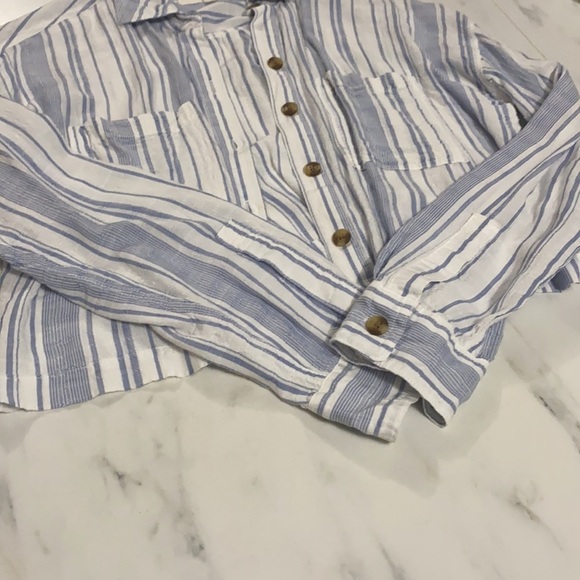 NWOT Aeropostale Blue Striped Button Down Top - Picture 6 of 8
